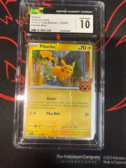 POKEMON ENGLISH PIKACHU TRICK OR TRADE BOOSTER 018/091 HOLO CGC 10 GEM MINT - Image 1
