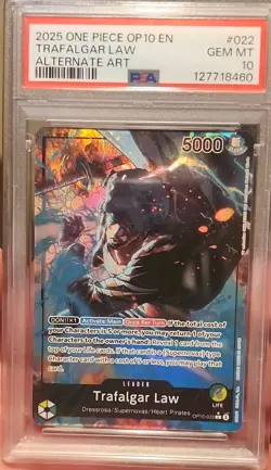 Bandai Trafalgar Law Alternate Art OP10-022 Leader PSA 10 One Piece CCG - Image 1