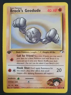 Brock's Geodude 66/132 1st Edition - Gym Heroes Set - Pokemon Card - Excellent - Image 1