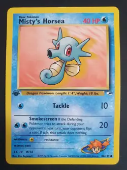 Misty's Horsea 86/132 1st Edition - Gym Heroes Set - Pokemon Card - Excellent - Image 1