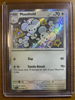 Pokemon Card Maushold 210 Paldean Fates Baby Shiny Charizard Umbreon Eevee Mewtw - Image 1