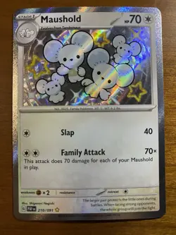 Pokemon Card Maushold 210 Paldean Fates Baby Shiny Charizard Umbreon Eevee Mewtw - Image 2