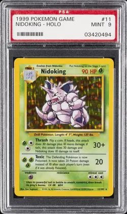 1999 POKEMON BASE SET UNLIMITED #11 NIDOKING-HOLO PSA 9 - Image 1
