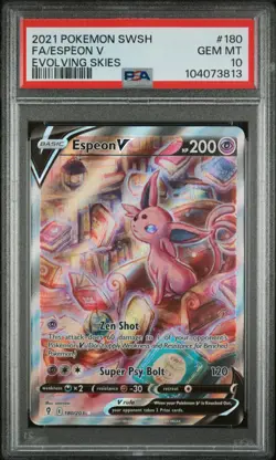 Pokemon Espeon V Full Art 2021 SWSH Evolving Skies #180 PSA 10 Gem Mint - Image 1