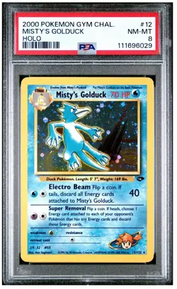 2000 Pokemon Misty's Golduck 12/132 Gym Challenge Holo, PSA 8 - Image 1