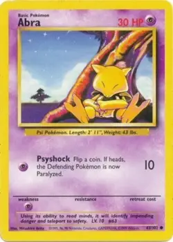 Pokemon TCG - Abra - 43/102 - Common Unlimited - Base Set [Moderately Played] - Image 1