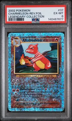 2002 POKEMON LEGENDARY COLLECTION #37 CHARMELEON REVERSE FOIL PSA 6 EX-MT - Image 1