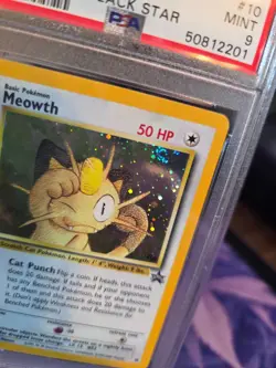 2000 Pokemon Meowth #10 Holo Black Star Promo Game Boy WOTC PSA 9 Mint *SWIRL*! - Image 4
