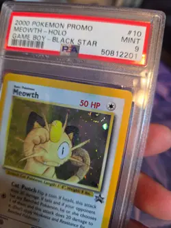 2000 Pokemon Meowth #10 Holo Black Star Promo Game Boy WOTC PSA 9 Mint *SWIRL*! - Image 5