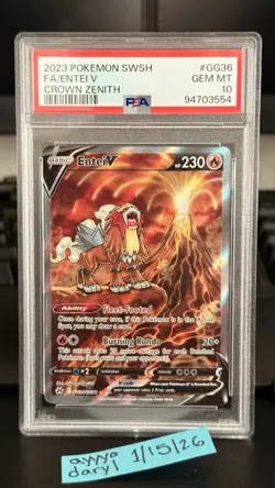 ENTEI V 2023 Pokemon #GG36/GG70 PSA 10 GEM-MINT Crown Zenith FULL ART Graded! - Image 1