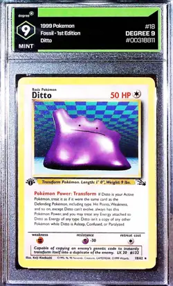 Pokemon 1999 Ditto Fossil 1st Edition Non Holo 18/62 Degree 9 Mint - Image 1