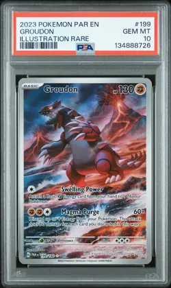 2023 POKEMON PAR EN-PARADOX RIFT ILLUSTRATION RARE #199 GROUDON PSA 10 - Image 1