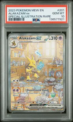 2023 POKEMON MEW EN-151 SPECIAL ILLUSTRATION RARE #201 ALAKAZAM EX PSA 10 - Image 1