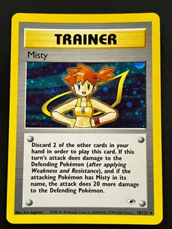 Misty 18/132 - Gym Heroes Holo Rare Pokemon Card Vintage LP - Image 1