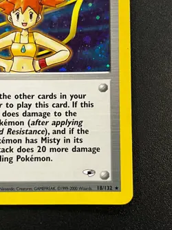 Misty 18/132 - Gym Heroes Holo Rare Pokemon Card Vintage LP - Image 3