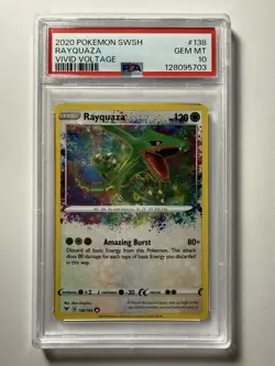 2020 Pokemon Vivid Voltage Rayquaza Amazing Rare Card 138/185 PSA 10 Gem Mint - Image 1
