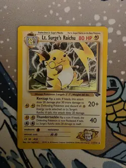 Lt. Surge's Raichu 11/132 Holo Rare Gym Challenge Pokemon Card SWIRL 🌀 - Image 1