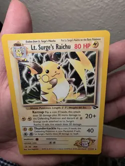 Lt. Surge's Raichu 11/132 Holo Rare Gym Challenge Pokemon Card SWIRL 🌀 - Image 3