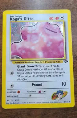 Pokemon 2000 Koga's Ditto Gym Challenge Holo Rare Card 10/132 Unlimited - Image 1
