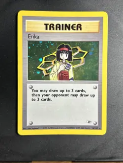 Pokemon TCG Erika Trainer Card 16/132 Holo Rare Gym Heroes Unlimited Light Play - Image 1