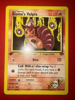 Blaine's Vulpix 66/132 1st Edition NM Gym Challenge Non-Holo Pokemon Card - Image 1