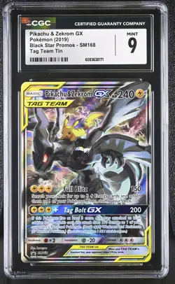 CGC 9 MINT Pikachu & Zekrom GX 2019 Black Star Promos SM168 Pokemon Card - Image 1