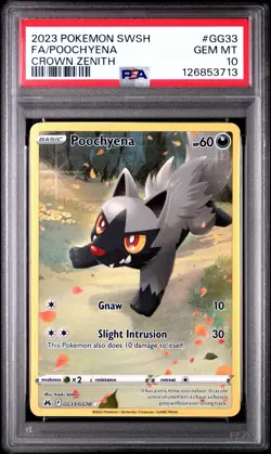 Pokemon Poochyena GG33 Crown Zenith Galarian Gallery Full Art PSA 10 Gem Mint - Image 1
