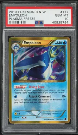 2013 Pokemon Black White Plasma Freeze Empoleon Secret Rare Holo #117/116 PSA 10 - Image 1