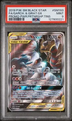 PSA 9 MINT Pokemon Garchomp & Giratina GX Tag Team Black Star Promo #SM193 - Image 1