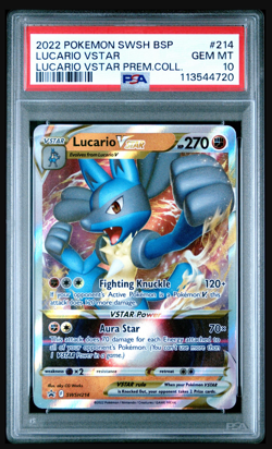 POKEMON 2022 Promo LUCARIO VSTAR Prem Coll #214 PSA 10 Gem Mint RARE - Image 1
