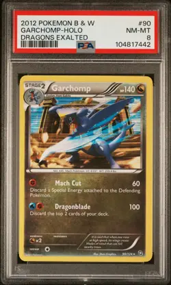 PSA Graded NM/MT 8 Garchomp 90/124 Pokemon Black & White Dragons Exalted Holo - Image 1