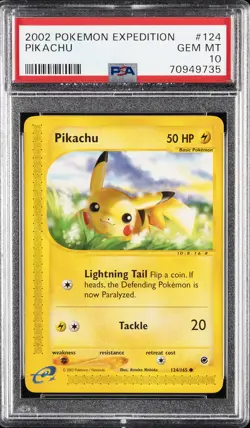 2002 POKEMON EXPEDITION #124 PIKACHU PSA 10 - Image 1