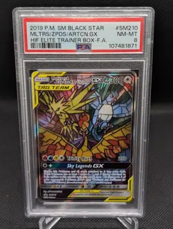 Pokemon Moltres & Zapdos & Articuno GX Hidden Fates ETB FA Promo SM210 PSA 8 - Image 1
