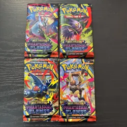 Pokemon TCG Mega Evolution Phantasmal Flames Booster Pack Art Set 4 Packs Total - Image 1