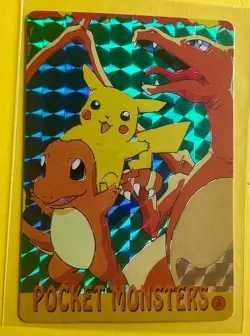 PIKACHU CHARIZARD Pokemon Pocket Monsters Japanese Vending Prism Sticker Holo LP - Image 1