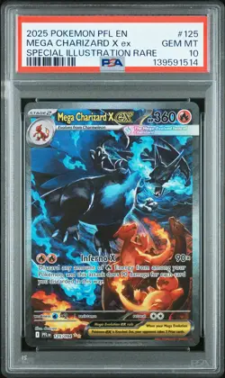 2025 POKEMON PFL EN-PHANTASMAL FLAMES #125 MEGA CHARIZARD X EX PSA 10 - Image 1