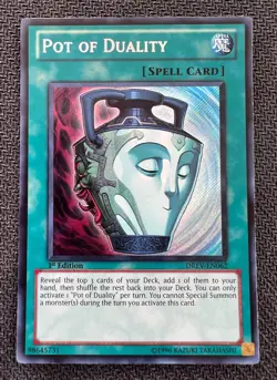 Yugioh Pot of Duality 1st Edition Secret Rare DREV-EN062 VLP/NM (A) - Image 1