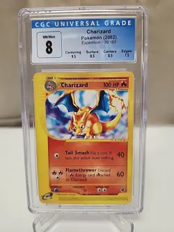 Pokemon 2002 Expedition Charizard Non-Holo Card 39/165 Cgc 8 - Image 3