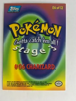 Pokemon Card Blue Topps Label TV Animation #6 Charizard E6 of 12 Light Played/NM - Image 2