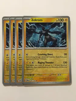 Pokemon Card Paradox Rift 4x Playset Reverse Holographic Zekrom 066/182 NM - Image 1