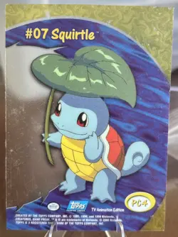 2000 Topps Pokemon #07 Squirtle Blue Logo TV Animation Clear Card #PC4 - Image 2