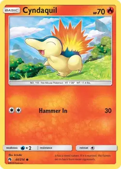 Cyndaquil 40/214 Lost Thunder NM Regular Common Pokemon Card - Image 3