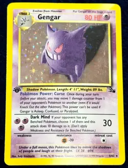Pokemon Card Vintage Gengar Fossil 5/62 Holo Foil 1st Edition Near Mint - Image 2