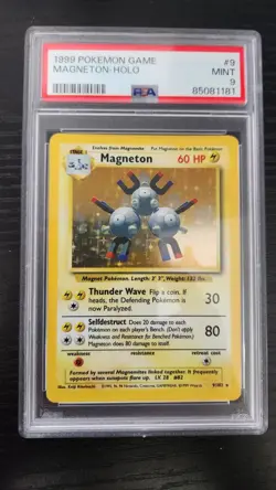 PSA 9 Magneton Holo 9/102 Base Set 1999 Pokemon Card MINT - Image 1