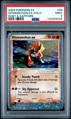 2003 POKEMON EX RUBY & SAPPHIRE #98 HITMONCHAN EX-HOLO PSA 9 - Image 1