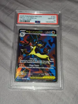 2025 POKEMON MEG EN-MEGA EVOLUTION ULTRA RARE #160 MEGA LUCARIO EX PSA 10 - Image 1