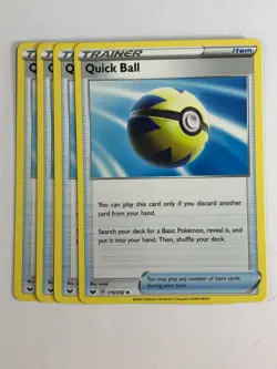 Pokemon TCG Sword & Shield Base 4x Playset Quick Ball 179/202 Near Mint - Image 1