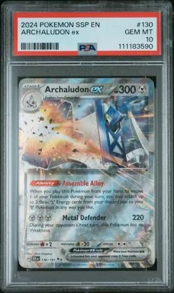 Archaludon ex 130/191 - S&V: Surging Sparks Double Rare - Pokemon TCG PSA 10 - Image 1