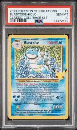 2021 Pokemon Celebrations 25th Ann Classic Base Set 2/102 BLASTOISE HOLO PSA 10 - Image 1