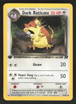 Dark Raticate 51/82 1st Edition Pokemon TCG Team Rocket LP - Image 1